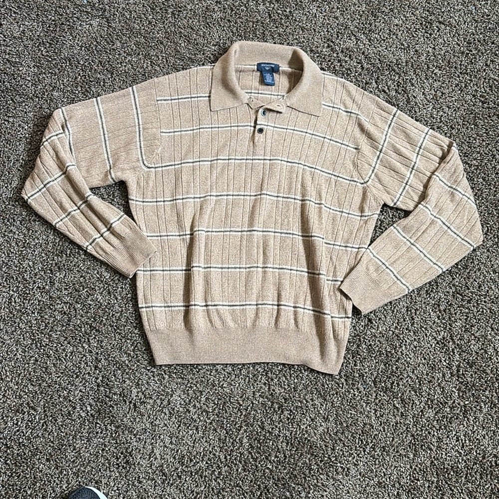 Dockers Tan Knit Pullover Sweater with Quarter-Zip